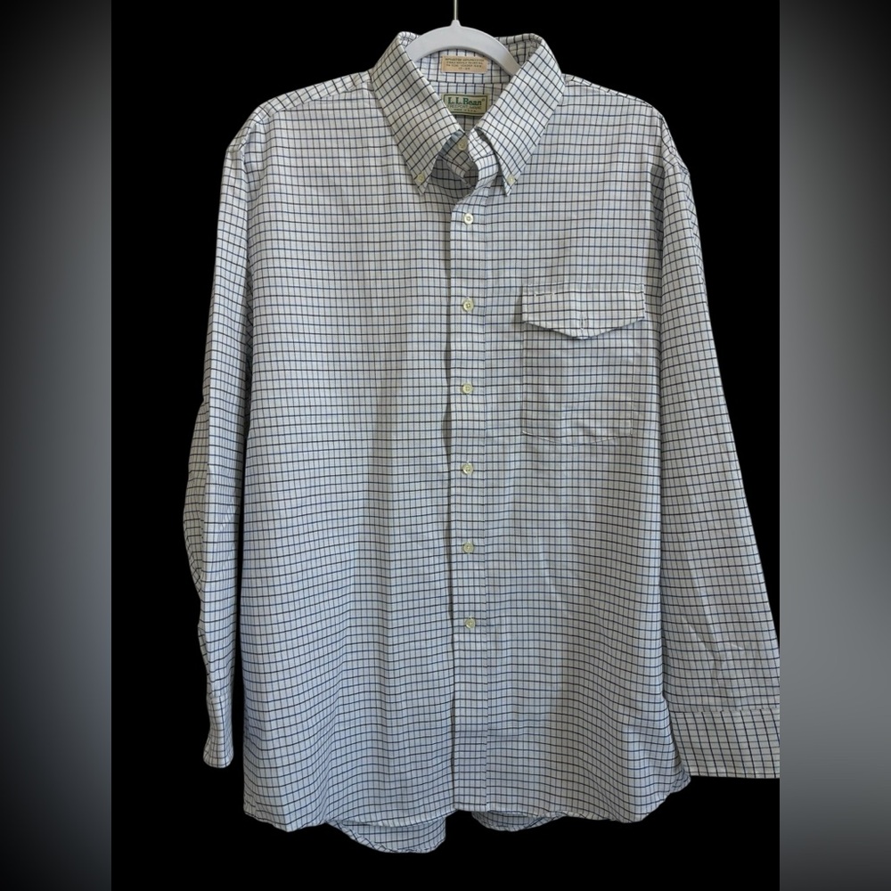 Vintage 80s 90s L.L. Bean Men’s Button Down Shirt 17-34 Plaid Check Made in USA
